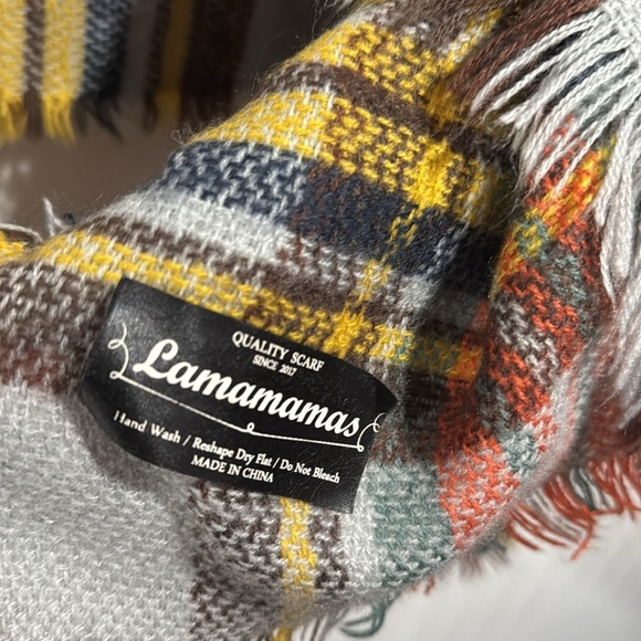 Lamamamas super soft scarf fall colors plaid pumpkin patch vibes wrap warm - Picture 3 of 3